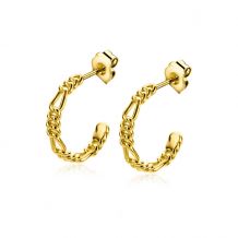 17mm ZINZI Gold Plated Sterling Silver Earrings with Figaro Chain 17x3mm ZIO2291G