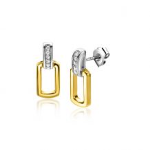ZINZI gold plated zilveren oorstekers ovaal witte zirconia's 15mm ZIO2297