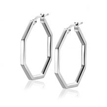 27mm ZINZI Sterling Silver Hoop Earrings in Trendy Hexagon 27x2mm ZIO2323