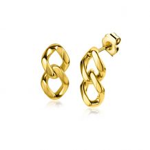 19mm ZINZI Gold Plated Sterling Silver Stud Earrings Curb Chain ZIO2331