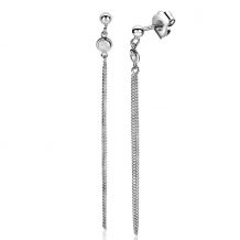 ZINZI zilveren oorstekers lange dubbele gourmet ketting 75mm witte zirconia ZIO2362