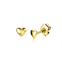 4mm ZINZI Gold Plated Sterling Silver Stud Earrings Heart ZIO2365G