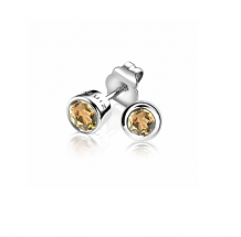 Zinzi zilveren ronde oorknoppen 6mm met champagne zirconia's ZIO322C
