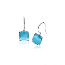 24mm ZINZI Sterling Silver Drop Earrings Square Turquoise ZIO623T