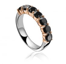 ZINZI Rose Gold Plated Sterling Silver Ring Black ZIR1000N
