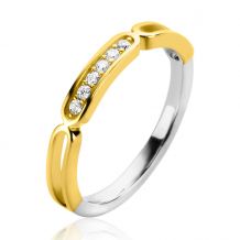 ZINZI Gold Plated Sterling Silver Stackable Ring 3mm width with Trendy Oval Shapes White ZIR2270Y