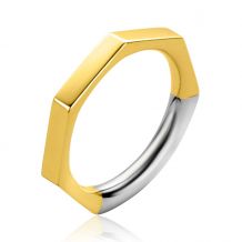 ZINZI Gold Plated Sterling Silver Stackable Ring Hexagon Smooth Tube 3mm ZIR2323G