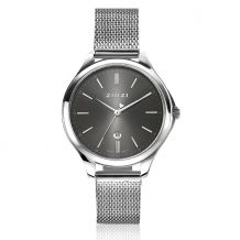 ZINZI Classy horloge 34mm grijze wijzerplaat stalen kast en meshband, datum ZIW1024M
