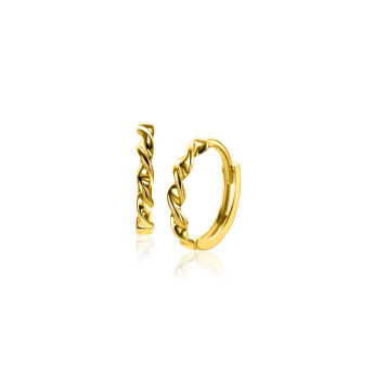 13mm ZINZI Gold 14 ct gold hoop earrings with a twisted tube and