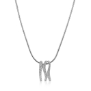 45cm Mart Visser by ZINZI silver snake chain including an organically shaped pendant, 21mm, adorned with white zirconia, MVC26
