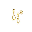 13mm ZINZI Gold 14 ct gold drop earrings with an open teardrop shape ZGO521