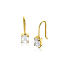 19mm ZINZI Gold 14 ct gold drop earrings set with square white cubic zirconias 5mm ZGO509