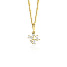 13mm ZINZI Gold 14 ct gold fantasy pendant with rectangular and round cubic zirconias ZGH511 (no necklace)