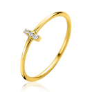 ZINZI Gold 14K Gold Ring with bar set with three white zirconias ZGR531