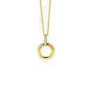 12mm ZINZI Gold 14 ct gold round pendant with a luxurious eye-catching bail, set with white cubic zirconias ZGH512 (no necklace)
