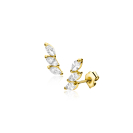 7mm ZINZI Gold 14 ct gold stud earrings with three oval white cubic zirconias ZGO518