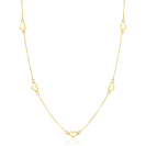 ZINZI Gold 14 carat gold necklace with delicate jasseron links and five open hearts, 5mm wide, 42-45cm ZGC504
