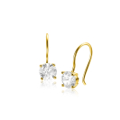 16mm ZINZI 14K Gold Drop Earrings Round White Zirconia ZGO480