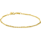 ZINZI Gold 14 karat gold solid bracelet with engraved twisted bars and fine curb links, 2mm wide, 17-19cm, ZGA500
