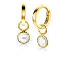 ZINZI 14K Gold Earrings Pendants Round White Zirconia 7mm ZGCH391 (excl. hoop earrings)