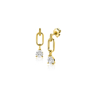 ZINZI GOLD oorstekers ovaal open met druppel zirc.