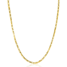 ZINZI Gold 14 carat solid gold necklace with hawk eye links and shiny plates, 2.6mm wide, 41-43cm ZGC499

