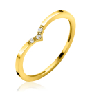 ZINZI Gold 14K Gold Ring in V-model set with three white zirconias ZGR529