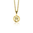 9mm ZINZI gold plated silver Pisces zodiac sign pendant set with white zirconias ZIHY-VIS (without necklace)
