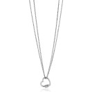 ZINZI Sterling Silver Necklace 45cm with a Luxurious Heart Pendant (14mm) amd White Zirconias 40-45cm ZIC2507