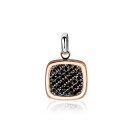 ZINZI Rose Gold Plated Sterling Silver Pendant Square Black ZIH1070N