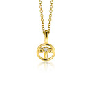 9mm ZINZI gold plated silver Aries zodiac sign pendant set with white zirconias ZIHY-RAM (without necklace)