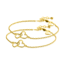 ZINZI set of 2 Gold-Plated Sterling Silver Bracelets with 2 Connected Hearts 16,5-19,5cm ZIA2513G-SET