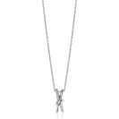 ZINZI Sterling Silver Necklace with Crossover Pendant and White Zirconias (19mm) 45cm ZIC2505