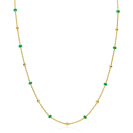 ZINZI Gold Plated Sterling Silver Fantasy Necklace with 13 Green Donuts and Shiny Beads 42-45cm ZIC2509