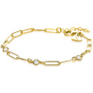 ZINZI Gold Plated Sterling Silver Bracelet Paperclip Chain and Round Zirconias 17-20cm  ZIA2079Y