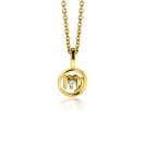 9mm ZINZI gold plated silver Virgo zodiac sign pendant set with white zirconias ZIHY-MAA (without necklace)