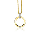 17mm ZINZI gold plated silver round pendant with clasp ZIH2060Y (without necklace)