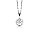 9mm ZINZI silver Aquarius zodiac sign pendant set with white zirconias ZIH-WAT (without necklace)