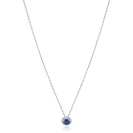 ZINZI zlv. collier hanger entourage blauw en zirc.