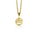 9mm ZINZI gold plated silver Aquarius zodiac charm set with white zirconia ZIHY-WAT (without necklace)