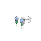 6mm ZINZI Sterling Silver Stud Earrings Round Blue Green ZIO2502