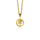 9mm ZINZI gold plated silver Sagittarius zodiac sign pendant set with white zirconias ZIHY-BOO (without necklace)