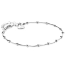 ZINZI Sterling Silver Snake Chain Bracelet with Square Cut Chains and 15 Refined Shiny Beads 17-20cm ZIA2471
