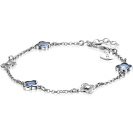 ZINZI silver link bracelet with two silver and three blue clovers 16-19cm ZIA2582
