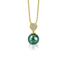 ZINZI Gold Plated Sterling Silver Pendant Green Pearl White Zirconias 18mm ZIH1151GG