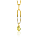 37mm ZINZI Gold Plated Sterling Silver Pendant with Trendy Open Oval Shape White and Drop Pendant Green Peridot ZIH2430 (excl. necklace)