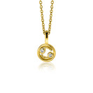 9mm ZINZI gold plated silver Cancer zodiac sign pendant set with white zirconias ZIHY-KRE (without necklace)