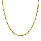 ZINZI gold plated silver square link necklace 6mm wide, alternately set with white cubic zirconias 45cm ZIC2678Y