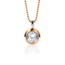 ZINZI Rose Gold Plated Sterling Silver Pendant Round White Zirconia ZIH3
