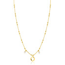 ZINZI Gold Plated Sterling Silver Fantasy Necklace with 15 Small Beads, 2 White Pearls and a Playful Organic Open Design 42-45cm ZIC2405